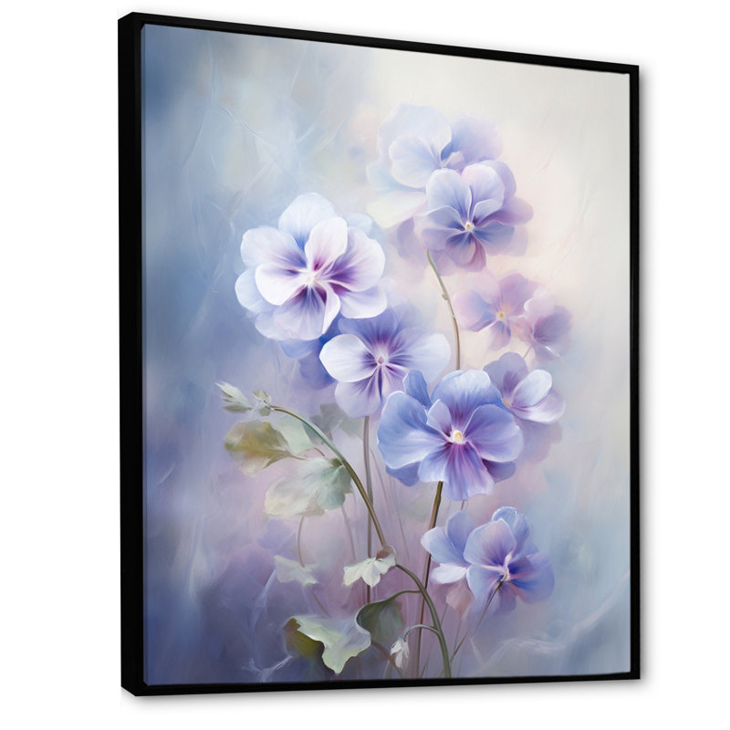Impression romantique Violets - impressions sur toile florales, H 32 po x l 16 po x P 1 po, Cadre flottant noir