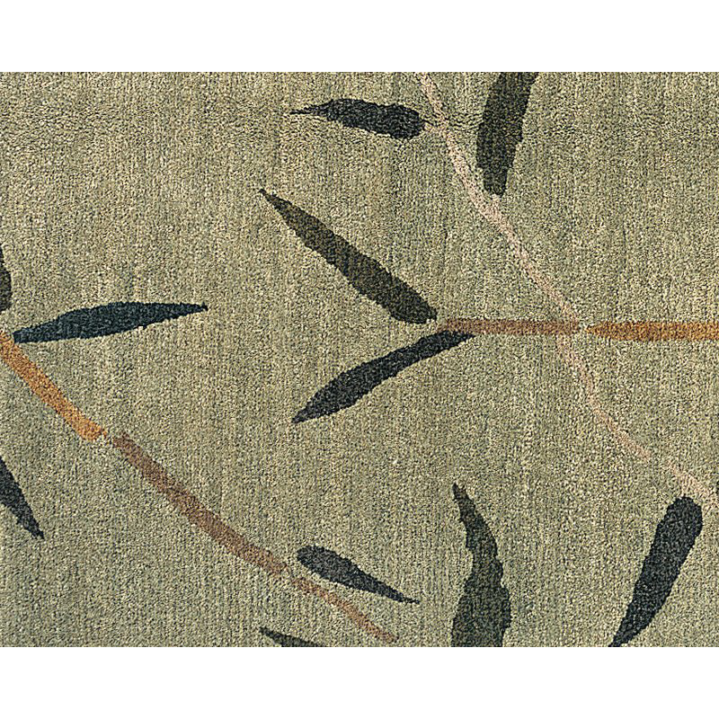 Kyoto Wool Floral Area Rug in Green/Purple, Rectangle 6' x 9'