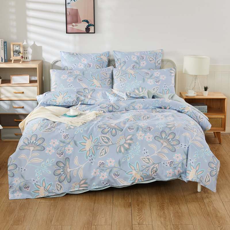 LISSTHER 100% Cotton Duvet Cover Set (3pcs) Luxury Fully Vintage Floral Shabby Elegance Bedding Set