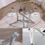 Table de salle à manger ronde de 47 pouces avec plateau en verre transparent et base en croix polie-1425768121