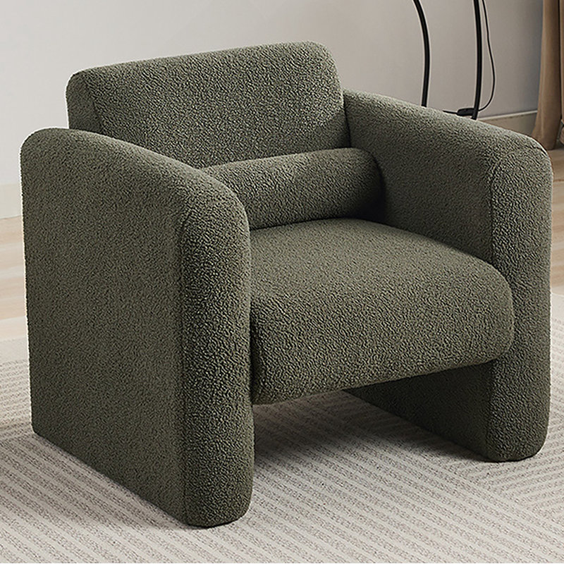 Chaise d'appoint moderne rembourrée en tissu Sherpa, Vert algue