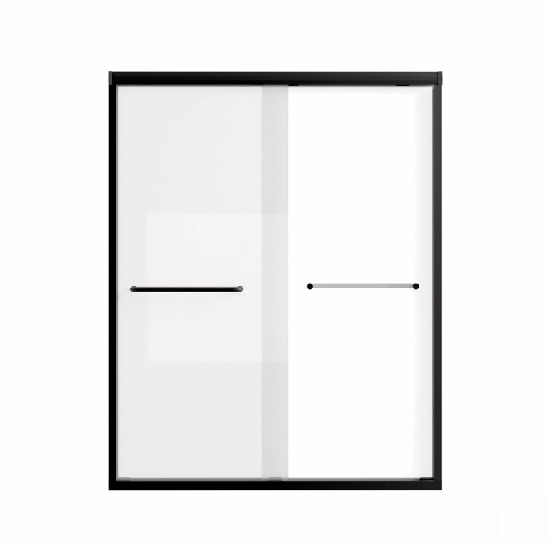 Tempered Glass With Explosion Proof Film, Aluminum Frame Double Sliding Shower Door, "1/4 (6 Mm), Stainless Steel Handle