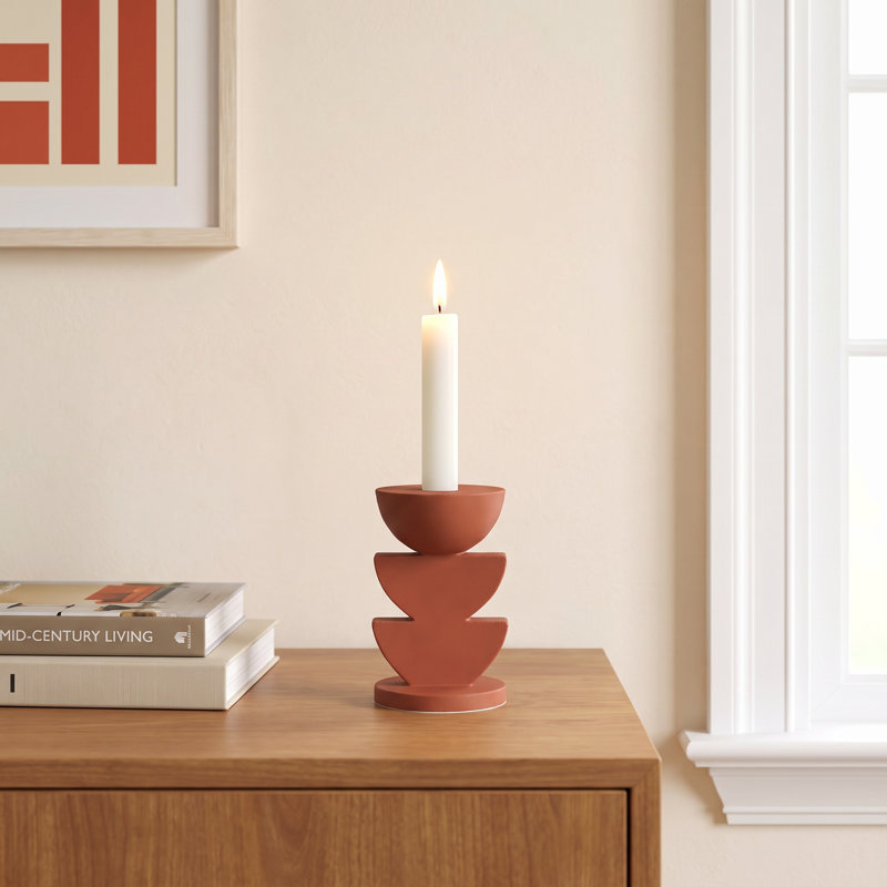 Fergal Concrete / Cement Tabletop Candlestick, 5.5" H x 3.5" W x 3.5" D