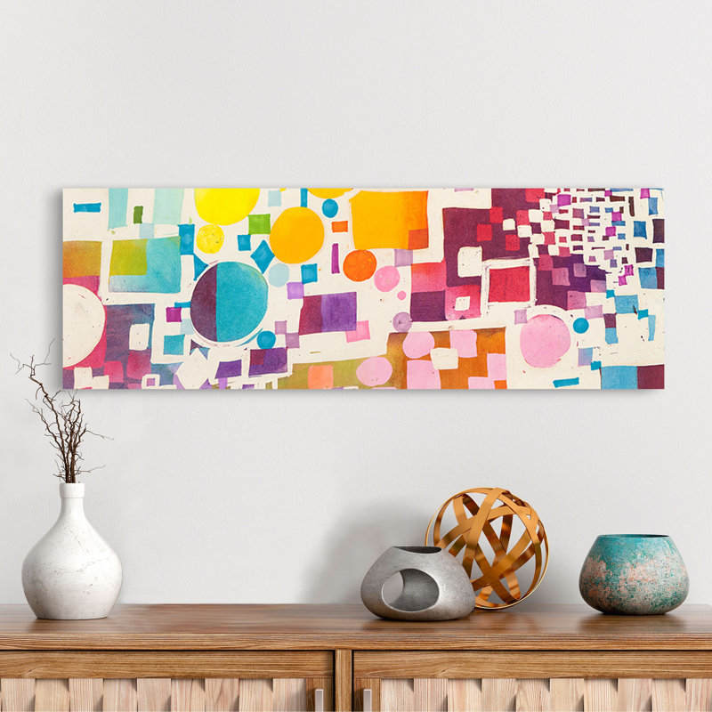 Multicolour Pattern VII by Leonardo Bacci - No Frame Print on Canvas, 35cm H x 100cm W x 4cm D