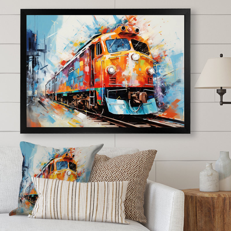 «Abstract Train Vibrant Rails», reproduction sur toile, H 24 po x l 32 po x P 1 po, Cadre photo noir