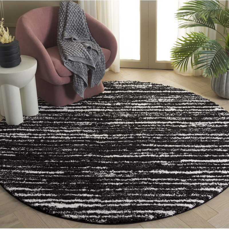Tapis de couleur unie Estefana Performance, Rond 6 pi 7 po