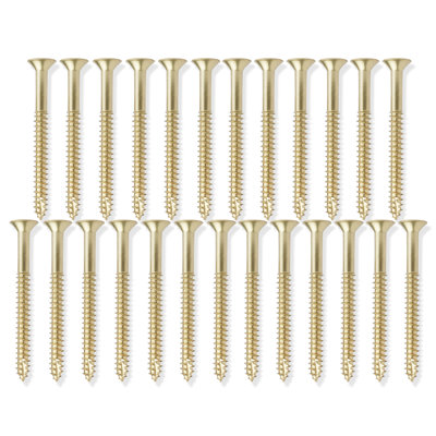 Bright Brass Wood Screws #9 x 2-1/4 Inch for Door Hinges - 25 pack