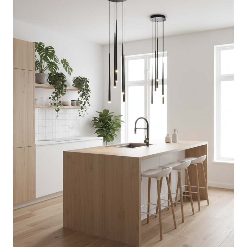6 - Light Matte Black LED Pendant