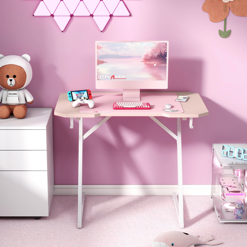Fabrice Computer Desk, Pink, 39.37cm W x 23.62cm D