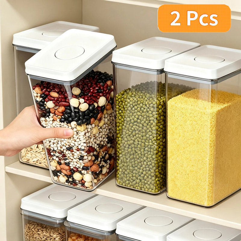 Grands pots de conservation alimentaire, ensemble de 2 boîtes de cuisine avec couvercles hermétiques pour pâtes, biscuits, noix, grains de café, céréales, ensemble de boîtes à farine, organisation du garde-manger, convient au garde-manger de la cuisine
