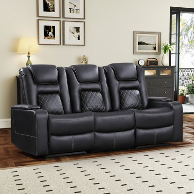 Buchu Modern Upholstered Power Reclining Home Theater Sofa