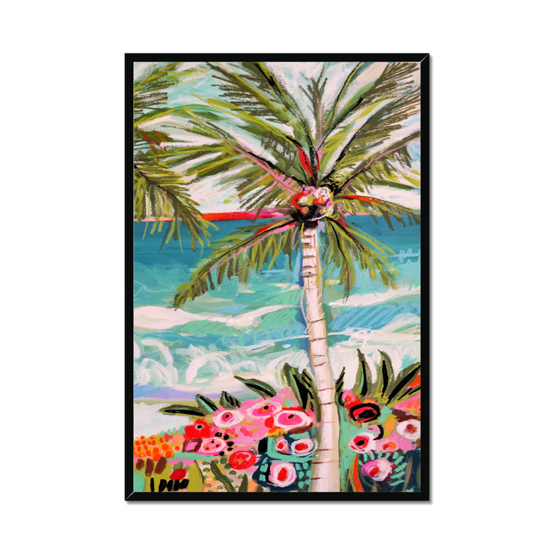Palm Tree Wimsy II by Karen Fields - Painting, Black Framed Paper Print, 50cm H x 34cm W