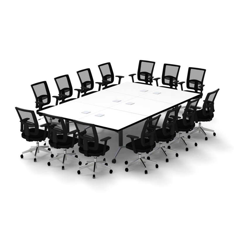 Rectangle 14 Person Flip Top 72'' L Modular Training Table and Chair Set with Casters and Modesty Panel and Cable Management