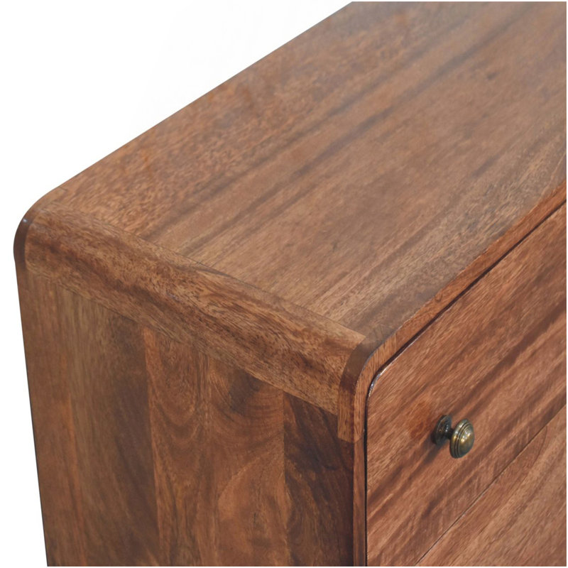 Commode courbée en bois massif et miel et caramel, Marron clair