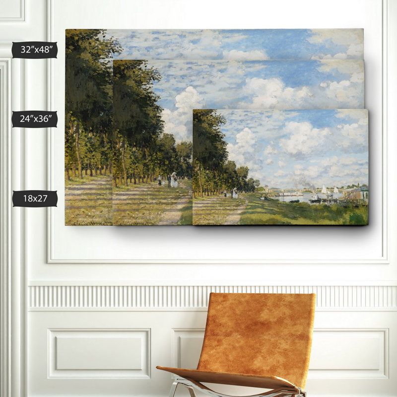 «Port at Argenteuil» par Claude Monet, reproduction, H 24 po x l 36 po x P 1,5 po, Cadre doré, Sans cadre