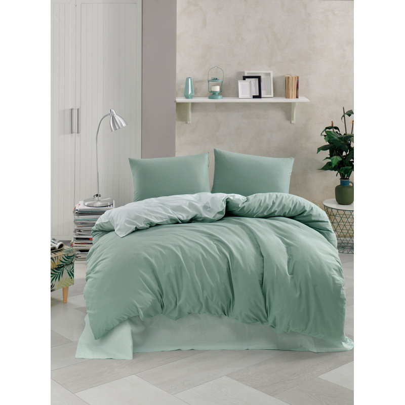 Ensemble de housse de couette 100% coton 3 pièces CALAWAY, Vert