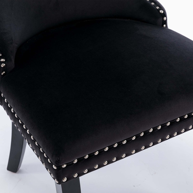 Chaise rembourrée à oreilles, Noir