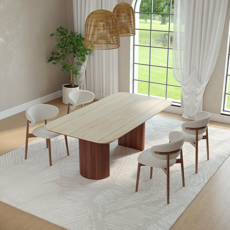 71" Modern Dining Table Set With 6 Dining Chairs