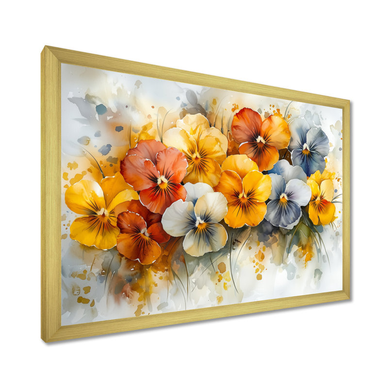 Hutchings - Floral Wall Art, Reproduction encadrée d'une seule photo, H 12 po x l 20 po, Doré