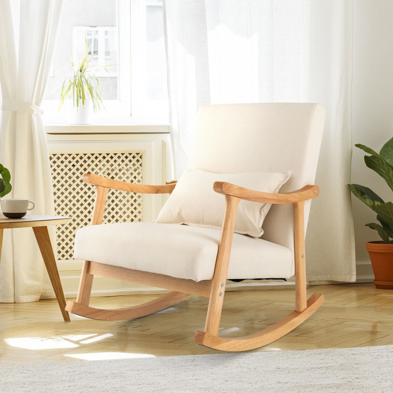 Parkdale Solid Wood Rocking Chair, Beige