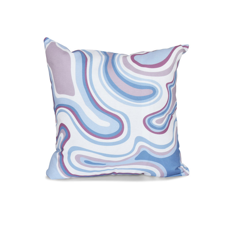 Housse et insert de coussin géométrique en agate de plage, H 16 po x l 16 po, Bleu sarcelle