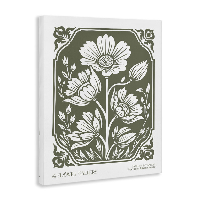 Art mural sur toile Wild Blooms over Green, design par lettré et doublé, H 20 po x l 16 po