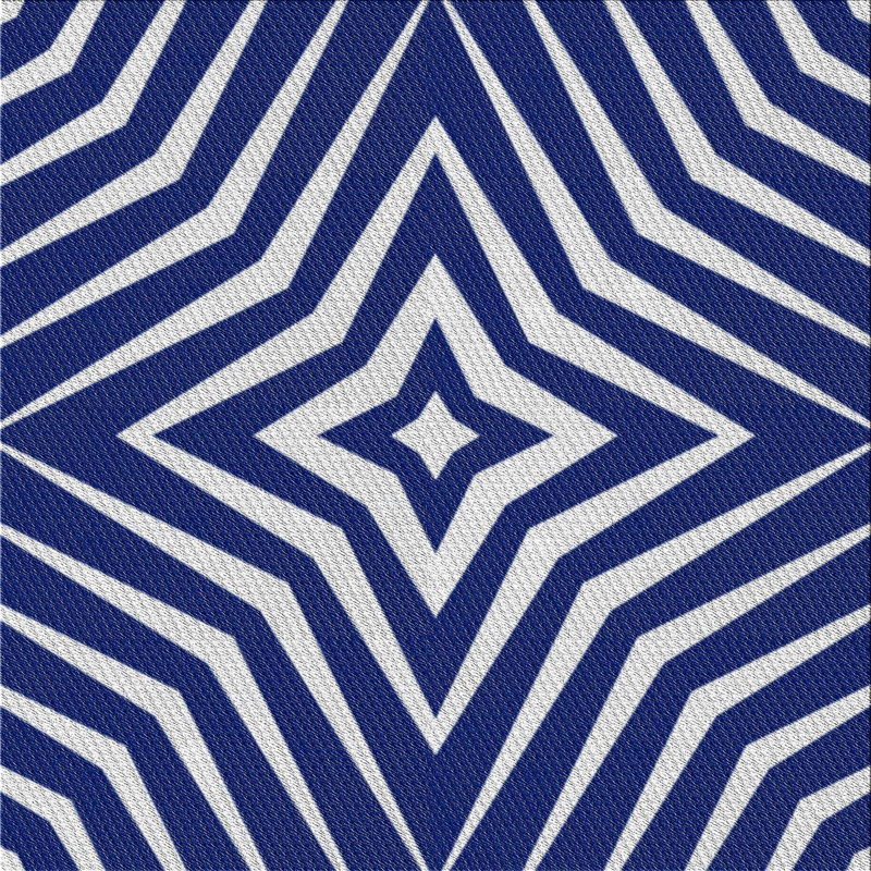 Tapis bleu/blanc à motifs Ulrike, Carré 3 pi