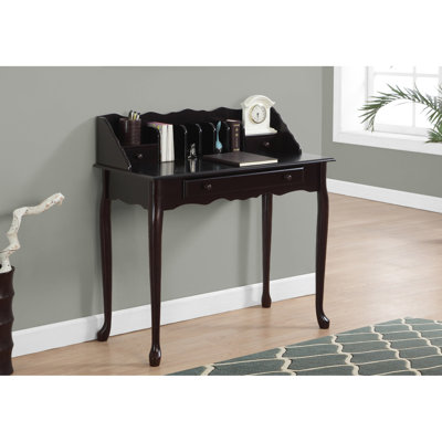Bureau d'ordinateur de 36 po avec base en bois brun - Tiroirs de rangement pour bureau à domicile et design élégant en apparence