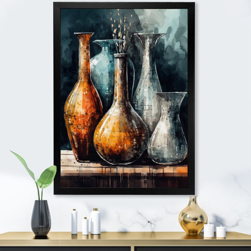 «Rumaisah Orange and Green Soulful», reproduction sur toile, Cadre photo noir, H 20 po x l 12 po x P 1 po