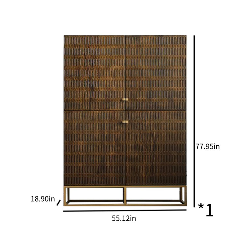 Carved Simple Accent Cabinet Accent Cabinet, 77.95" H x 55.12" W x 18.90" D