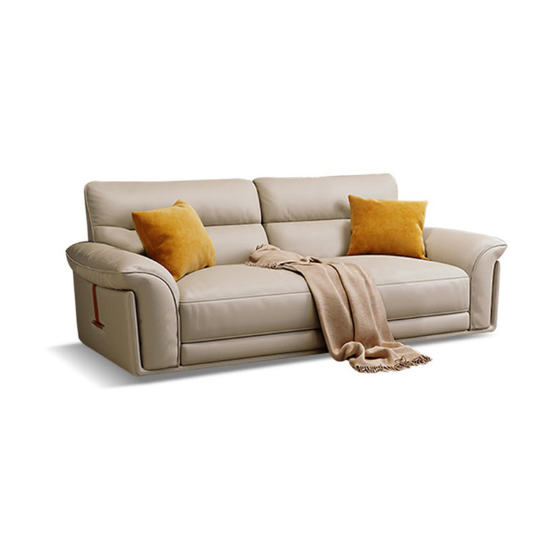 Causeuse-coussin standard en cuir véritable beige, Beige