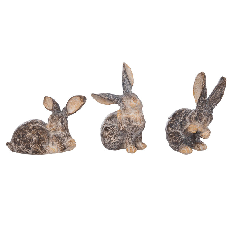 Ensemble de 3 lapins ludiques en résine