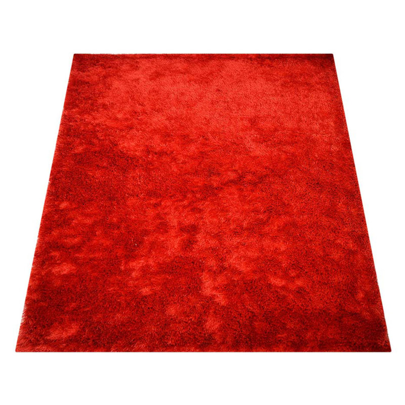 Fluffy HAND TUFTED SHAG POLYESTER ECO-FRIENDLY AREA RUGS - Light Red Colour | Solid Design, Rectangle 4' x 6'