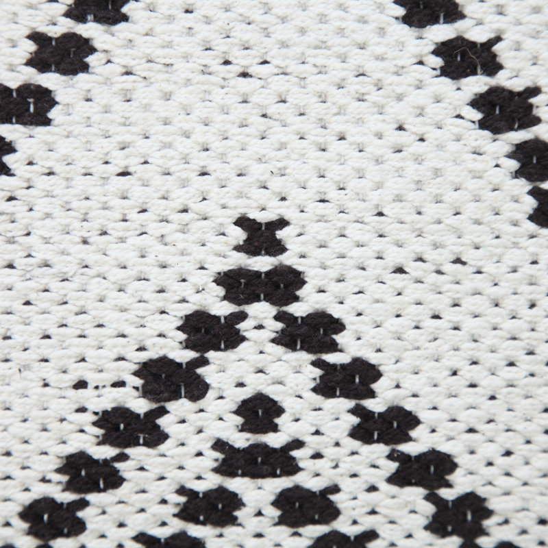 Hand-Woven White and Black Chevron Cotton Square Pillow Cover