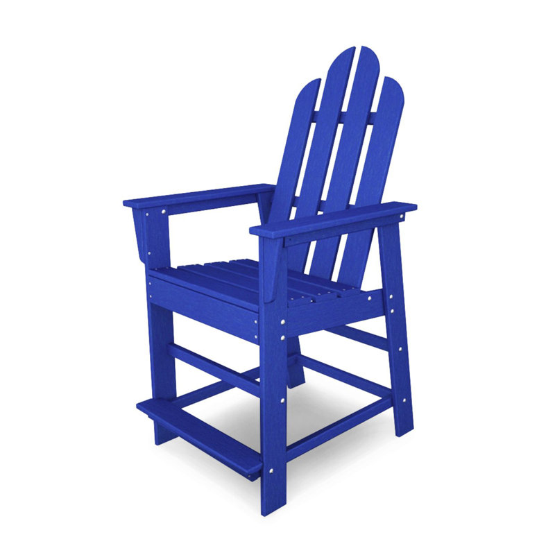 POLYWOOD Long Island Counter Chair, Pacific Blue