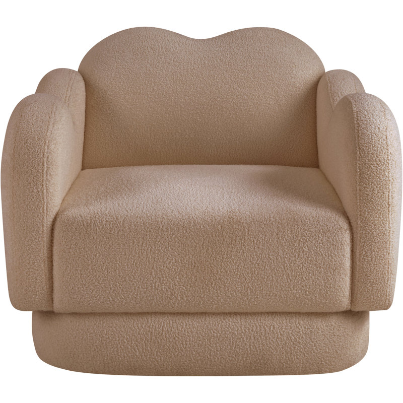 Chaise rembourrée Rainald, Tissu beige en peluche