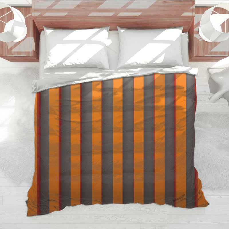 Orange Vertical Stripes Comforter, Twin
