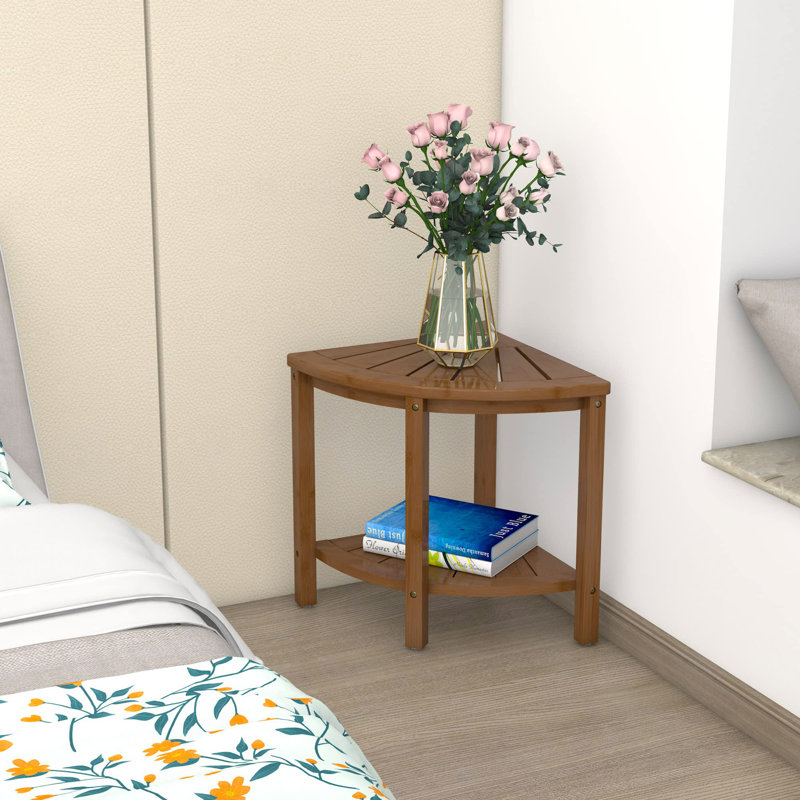 15.8'' W Wood Shower Bench, Walnut