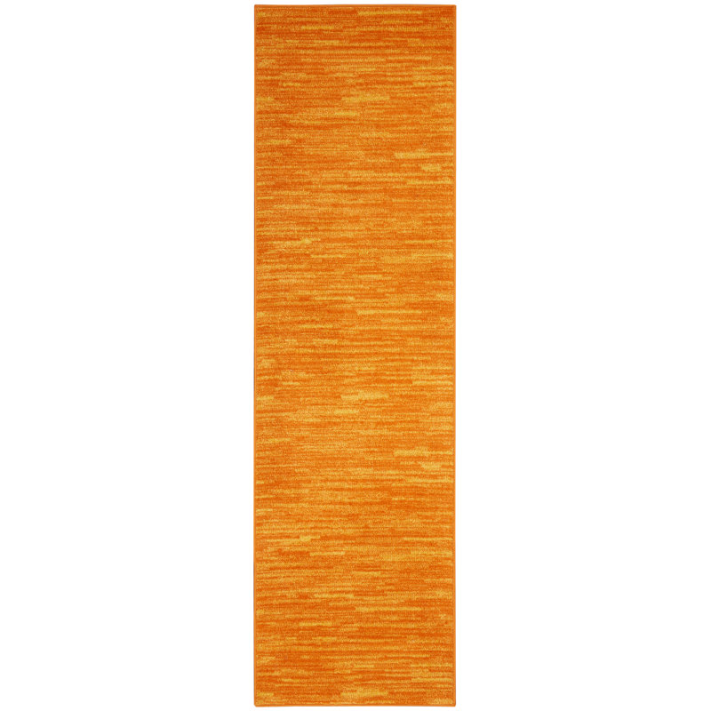 Mullican Sandy Solid Sunburst Orange Easy Care Indoor/Outdoor Area Rug, Runner 2'2" x 16'