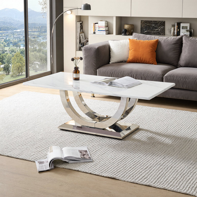Table basse Modernist Elegance avec base sculptée