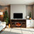 60 Inch Electric Fireplace  Entertainment Center With Door Sensor-Reclaimed Barnwood Color-1310185380