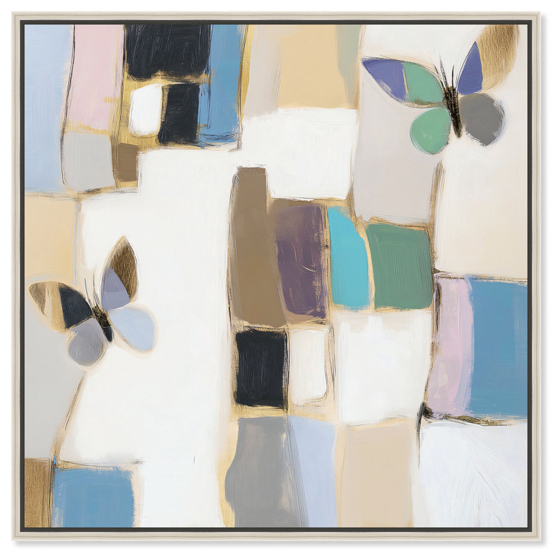 Bejewelled Butterflies Canvas Abstract Print by Oliver Gal, Black Frame, 12 x 12, 13"H x 13"W, Silver Frame