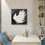 Vortex noir et blanc brossé, 16 x 16 po, cadre mural en bois encastré
