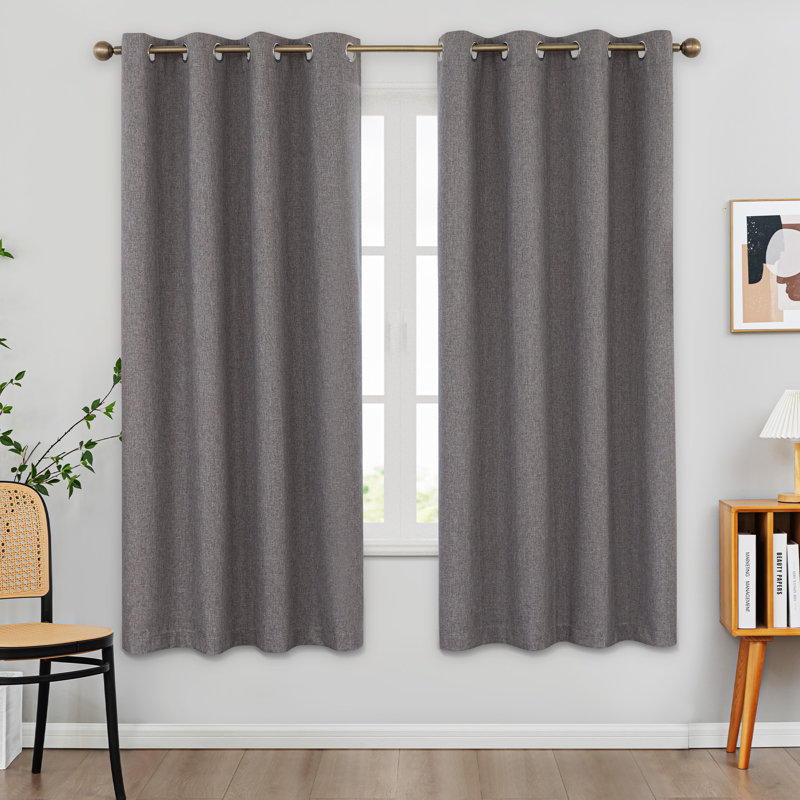 Paire de rideaux 100% occultant et isolant en polyester (ensemble de 2), L 52 po x L 84 po, Gris foncé