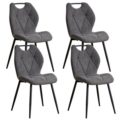 Dining Chairs - Contemporary Dining Chair - Comfortable Linen Dining Chairs - Metal Legs