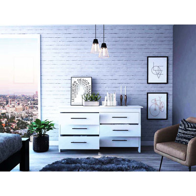 Commode combinée 6 tiroirs l 19 po