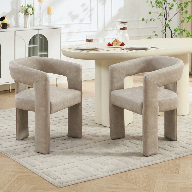 Ensemble de 2 fauteuils de salle à manger rembourrés modernes, non assemblés, 2, Gris