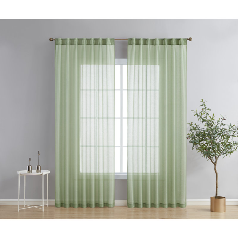 Lauren Semi Sheer Curtain Pair, Sage Green, 54" W x 84" L