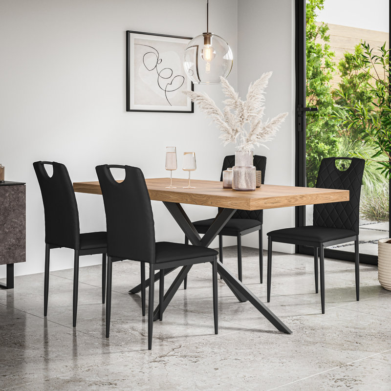 Beaudreult 6 - Person Dining Set, Oak/Black/Black