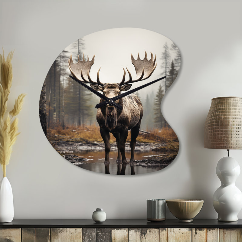Horloge murale brune en forme d'orignal - Sable monochrome orignal, Petit